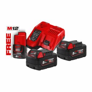 Milwaukee Batterisett M18 NRG-502 2x18V 5Ah + Hurtiglader