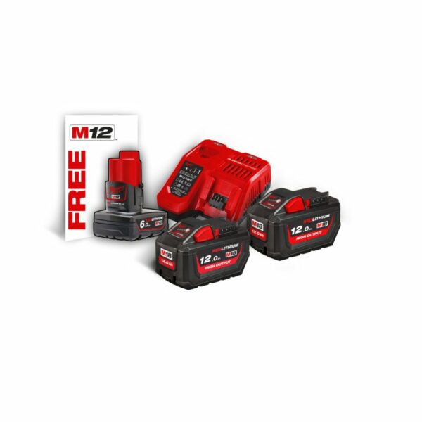 UTGÅTT!  Milwaukee Batterisett M18 HNRG-122  2x18V 12,0Ah + Hurtiglader BRUK 4933498610 - Bilde 2