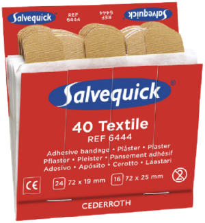 Salvequick Plaster 6444 Tekstil Plasterrefill (6 pk x 40 stk plaster pr eske)