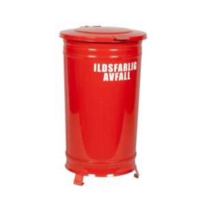 Beholder 70L Ildsfarlig avfall Rød Ø40cm  (Ø43, H72cm)
